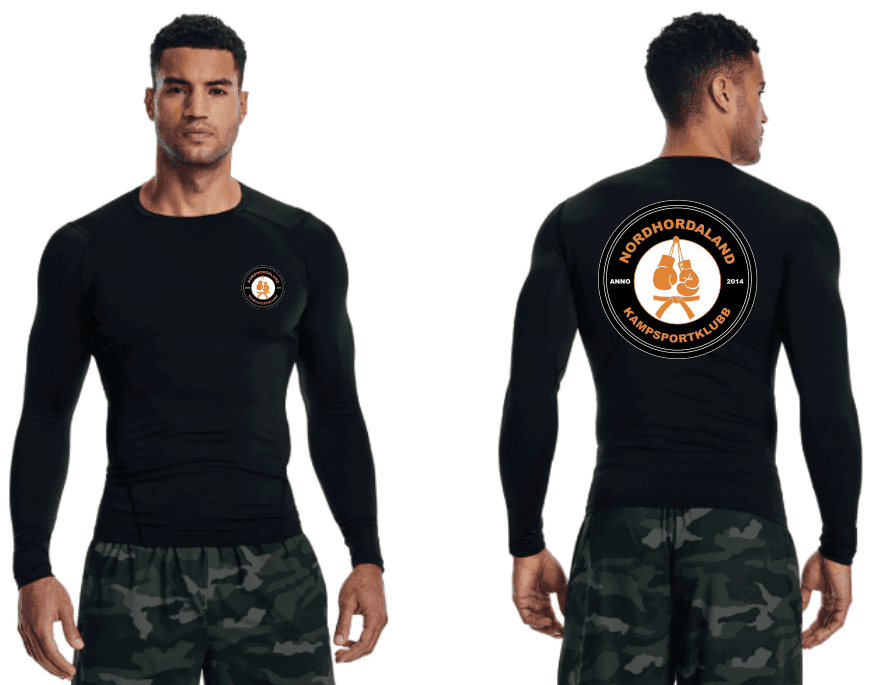 Rashguard med Nordhordaland Kampsportklubb-logo foran og bak